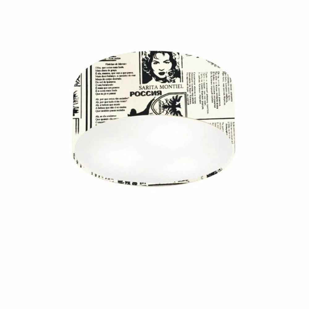 Plafon Cilíndrico Md-3010 Cúpula Em Tecido 30x12cm Ny-jornal - Bivolt