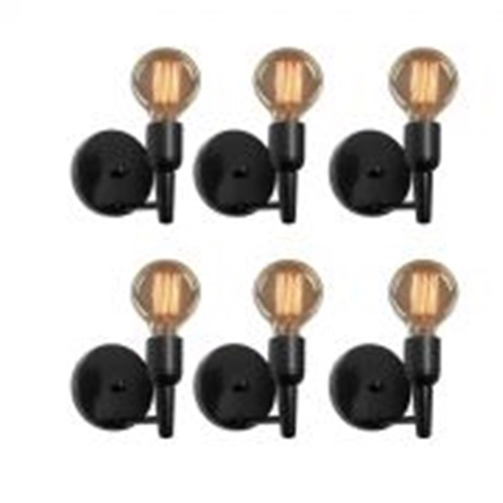 Kit/6 Arandela Retro Md-2028 Preto Suporte Para Lâmpada - Bivolt