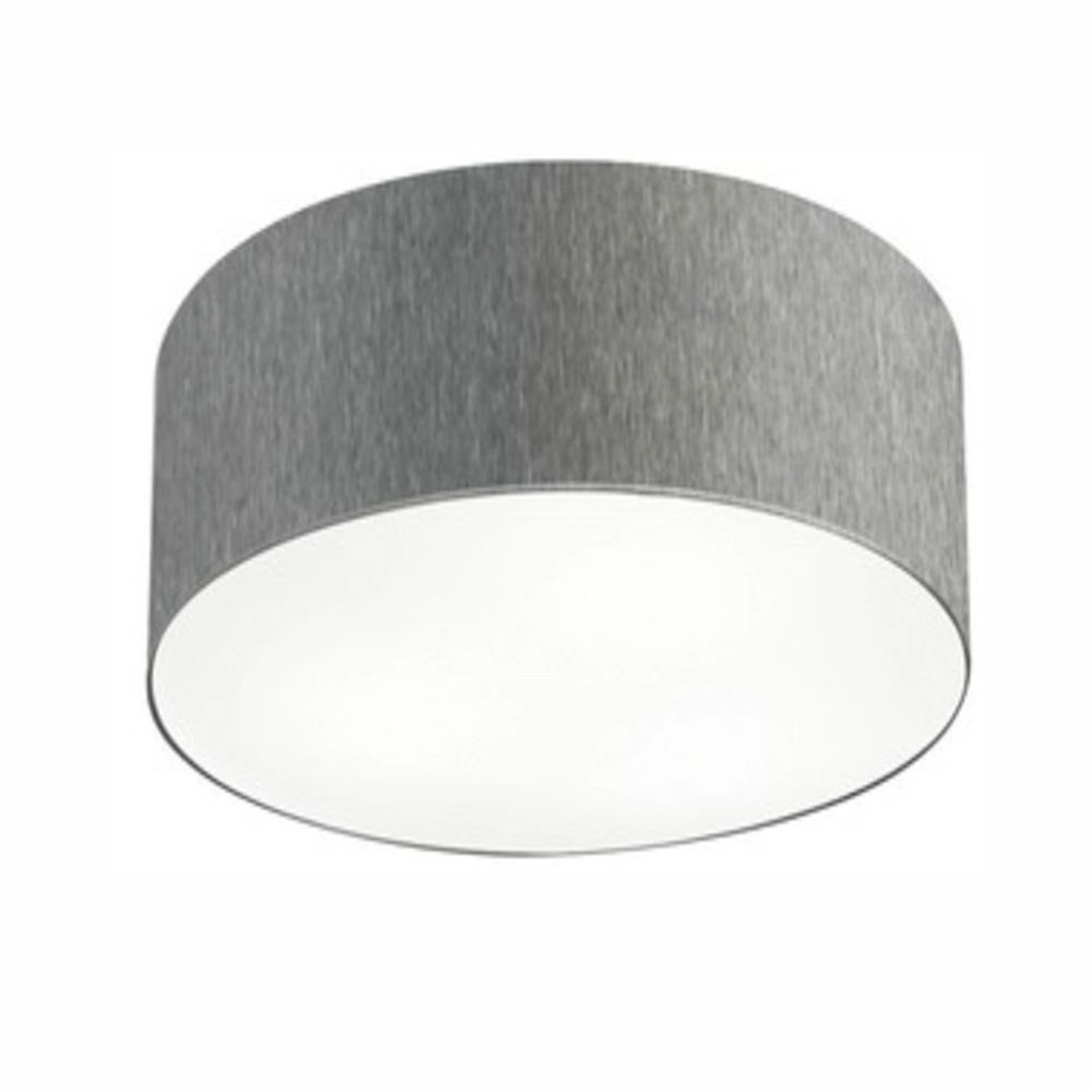 Plafon Cilíndrico Md-3048 Cúpula Em Tecido 50x21cm Rústico Cinza - Bivolt
