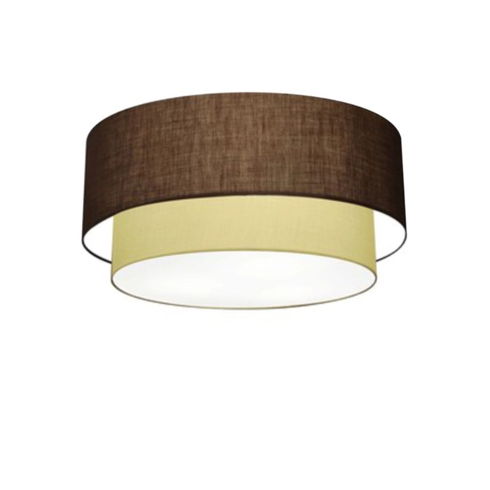 Plafon Duplo Cilíndrico Vivare Md-3017 Cúpula Em Tecido 50x40cm - Bivolt - Café-algodão-crú - 127/220v