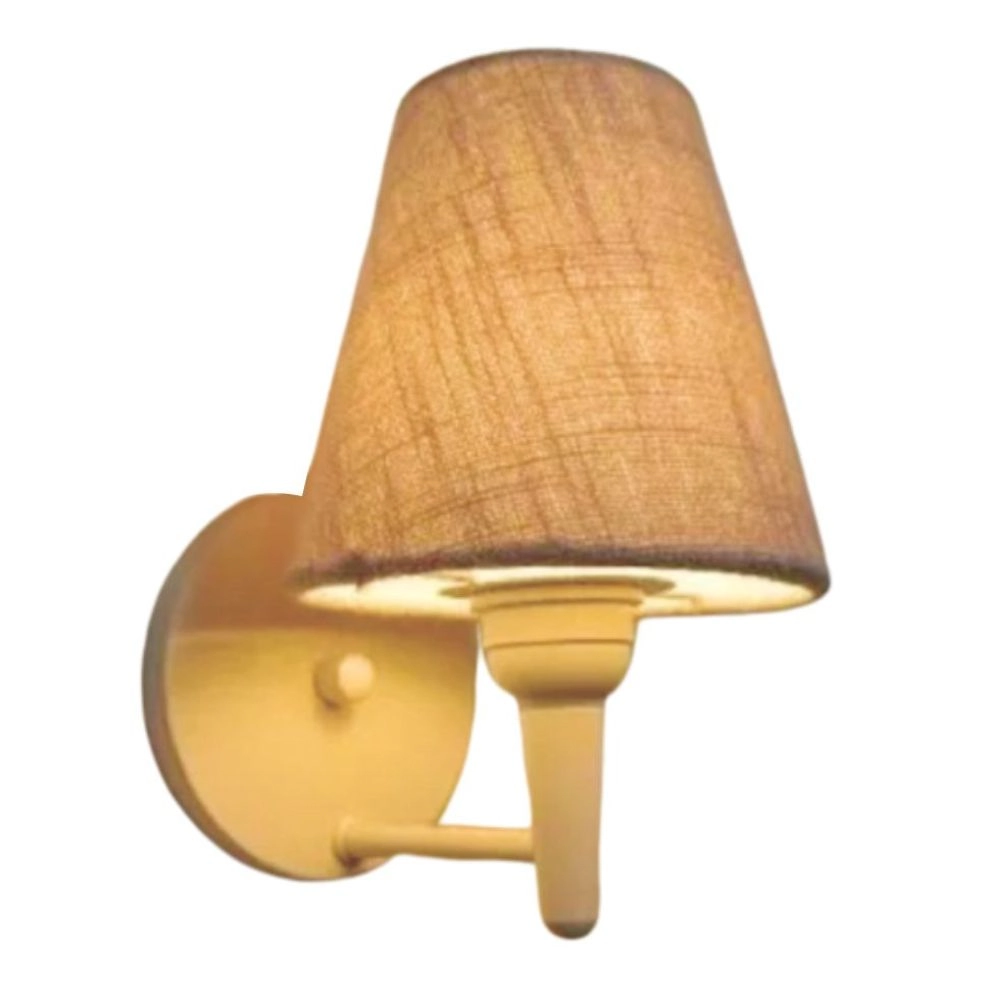 Arandela Cone Md-2004 Base Branco Cúpula Em Tecido 14/14x07cm Rustico Bege - Bivolt