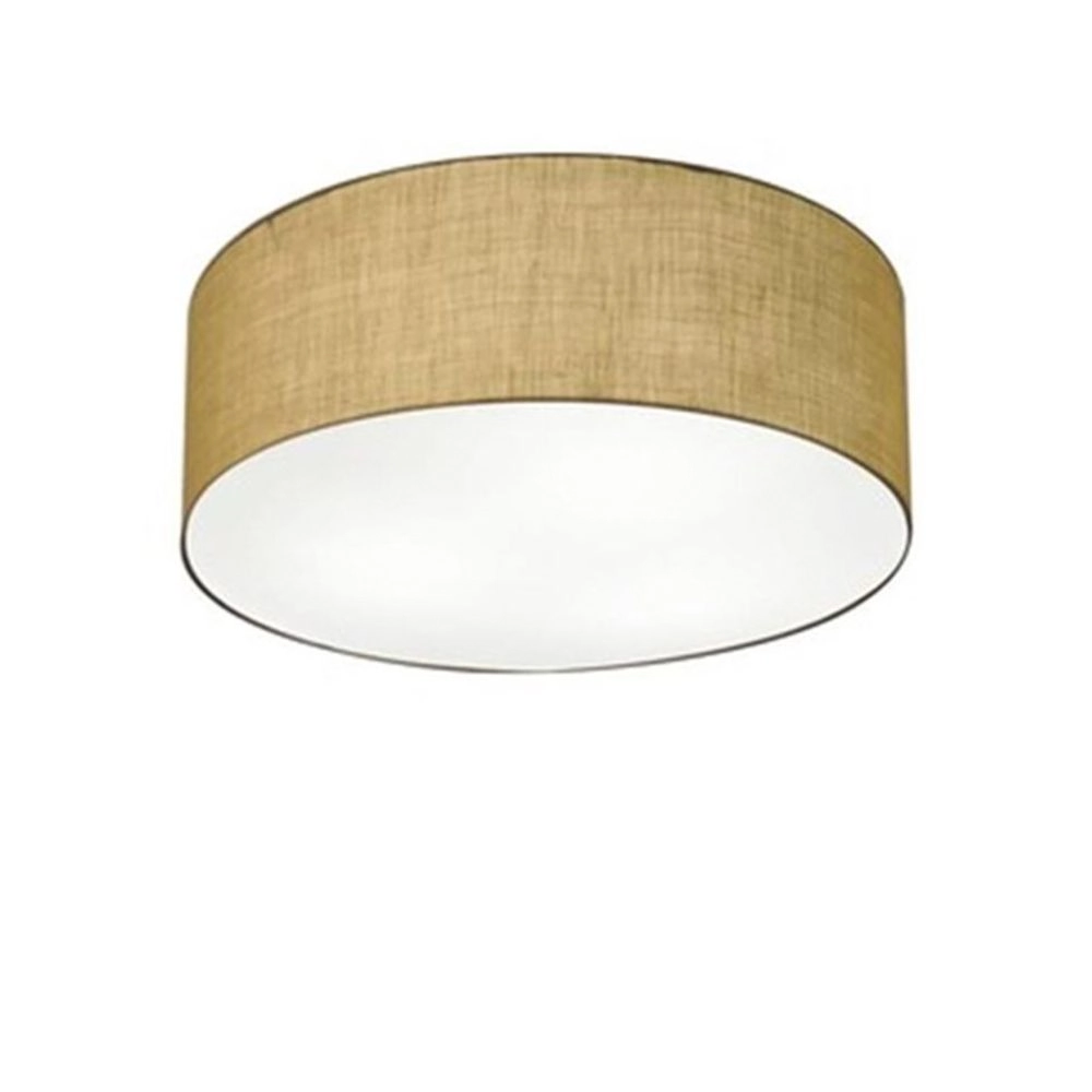 Plafon Cilíndrico Md-3005 Cúpula Em Tecido 40x12cm Palha - Bivolt