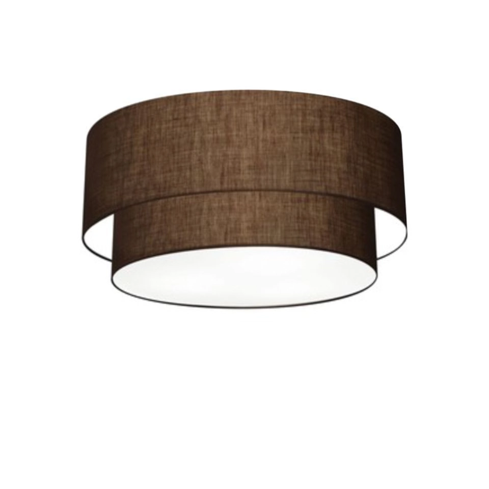 Plafon Duplo Cilíndrico Vivare Md-3017 Cúpula Em Tecido 50x40cm - Bivolt - Café - 127/220v