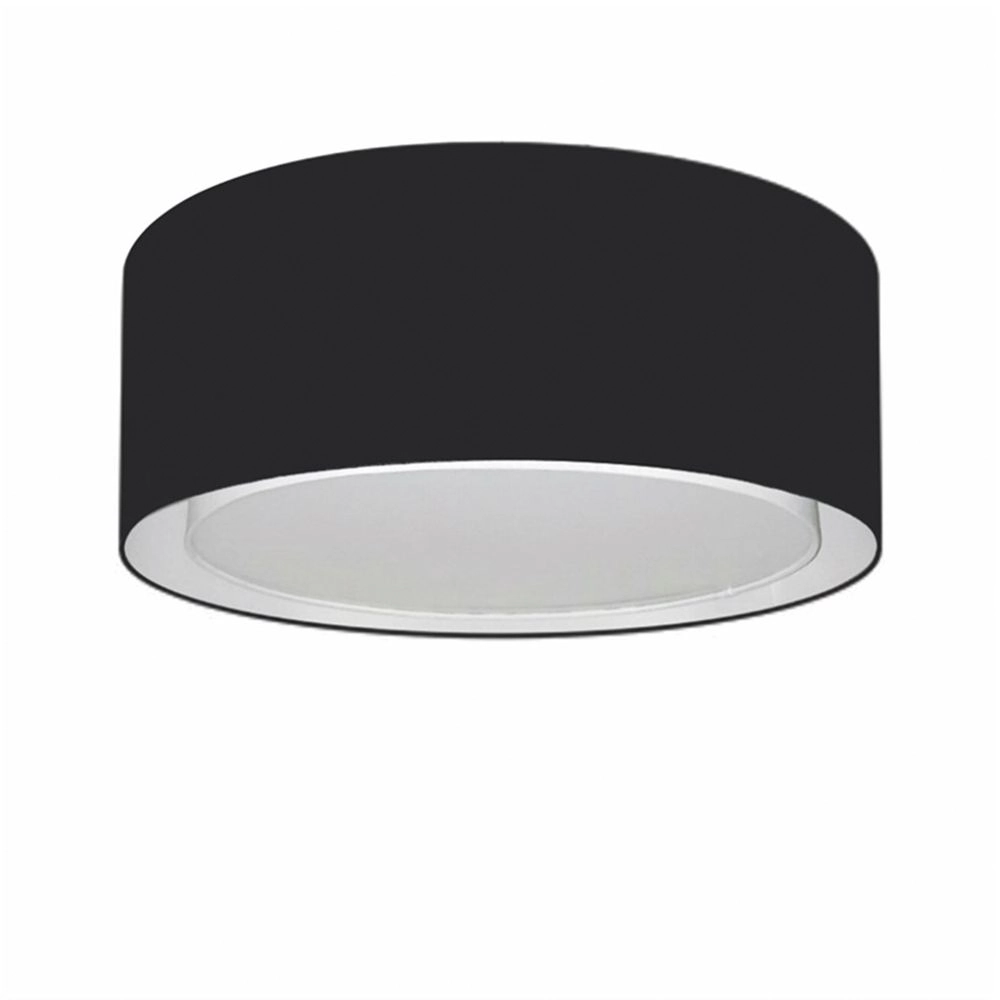 Plafon Duplo Cilíndrico Md-3036 Cúpula Em Tecido 50x25cm Preto - Bivolt
