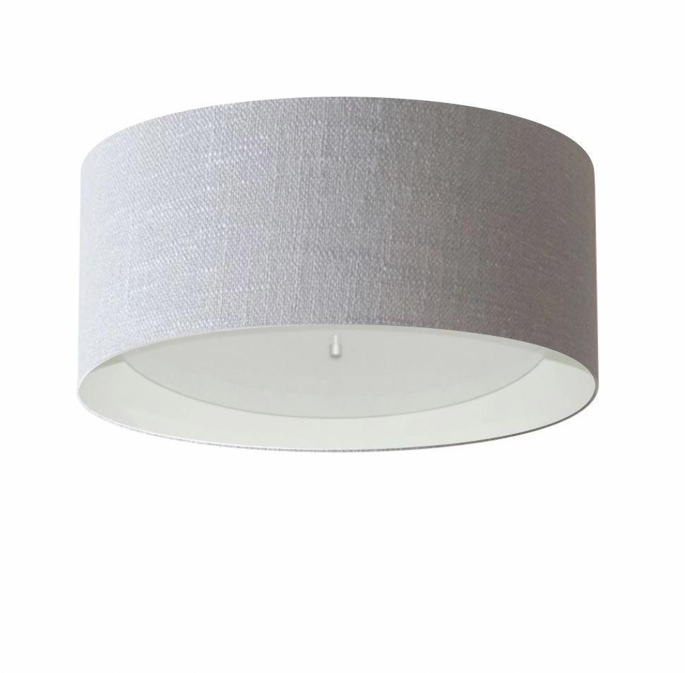 Plafon Cilíndrico Md-3161 Cúpula Em Duplo Tecido 50x25cm Cinza / Branco - Bivolt