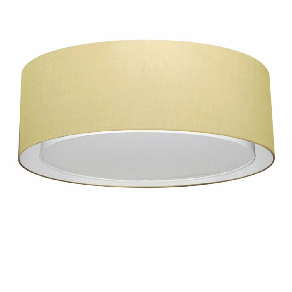Plafon Duplo Cilíndrico Md-3037 Cúpula Em Tecido 60x25cm Algodão Crú - Bivolt