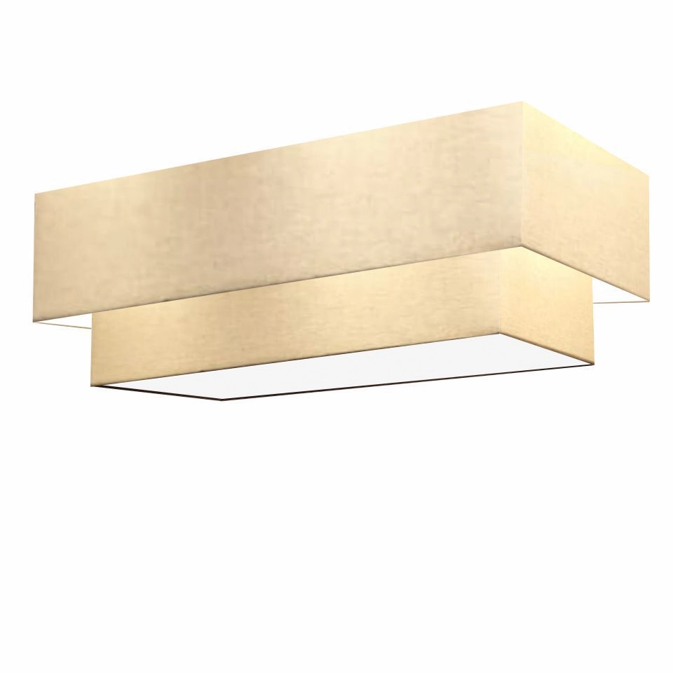 Plafon Duplo Retangular Vivare Md-3044 Cúpula Em Tecido 70x30cm X 60x25cm - Bivolt - Algodão-crú - 127/220v