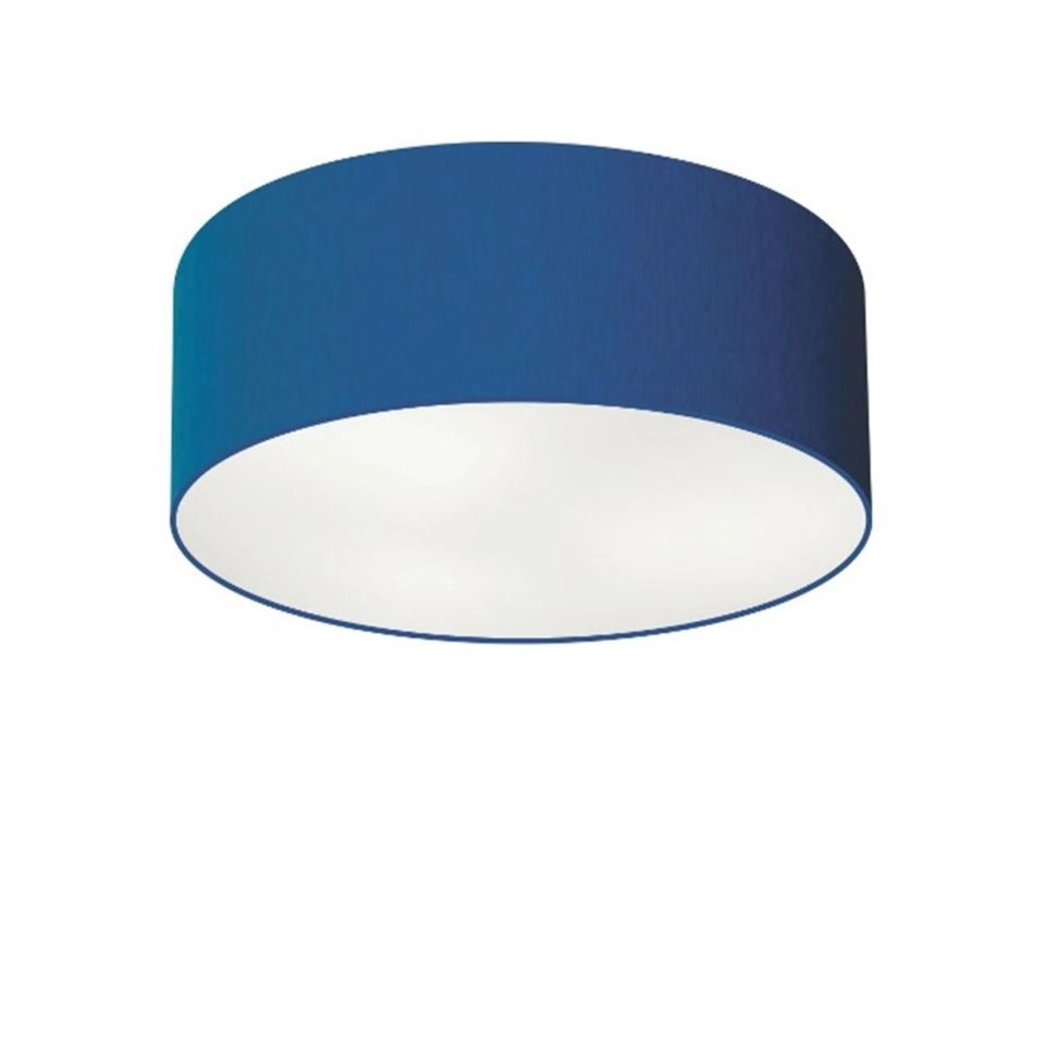 Plafon Cilíndrico Md-3046 Cúpula Em Tecido 35x12cm Azul Marinho - Bivolt