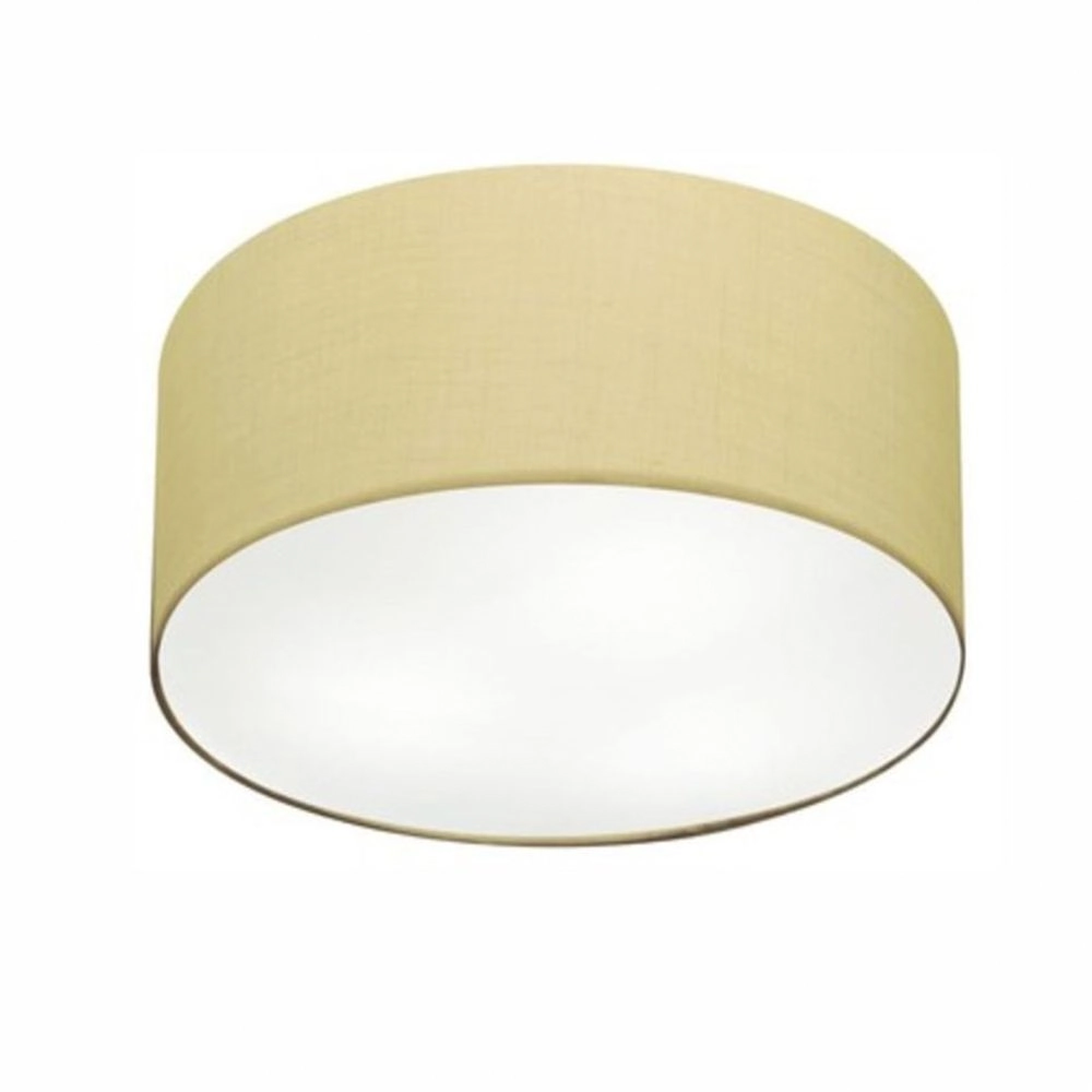 Plafon Cilíndrico Md-3048 Cúpula Em Tecido 50x21cm Algodão Crú - Bivolt