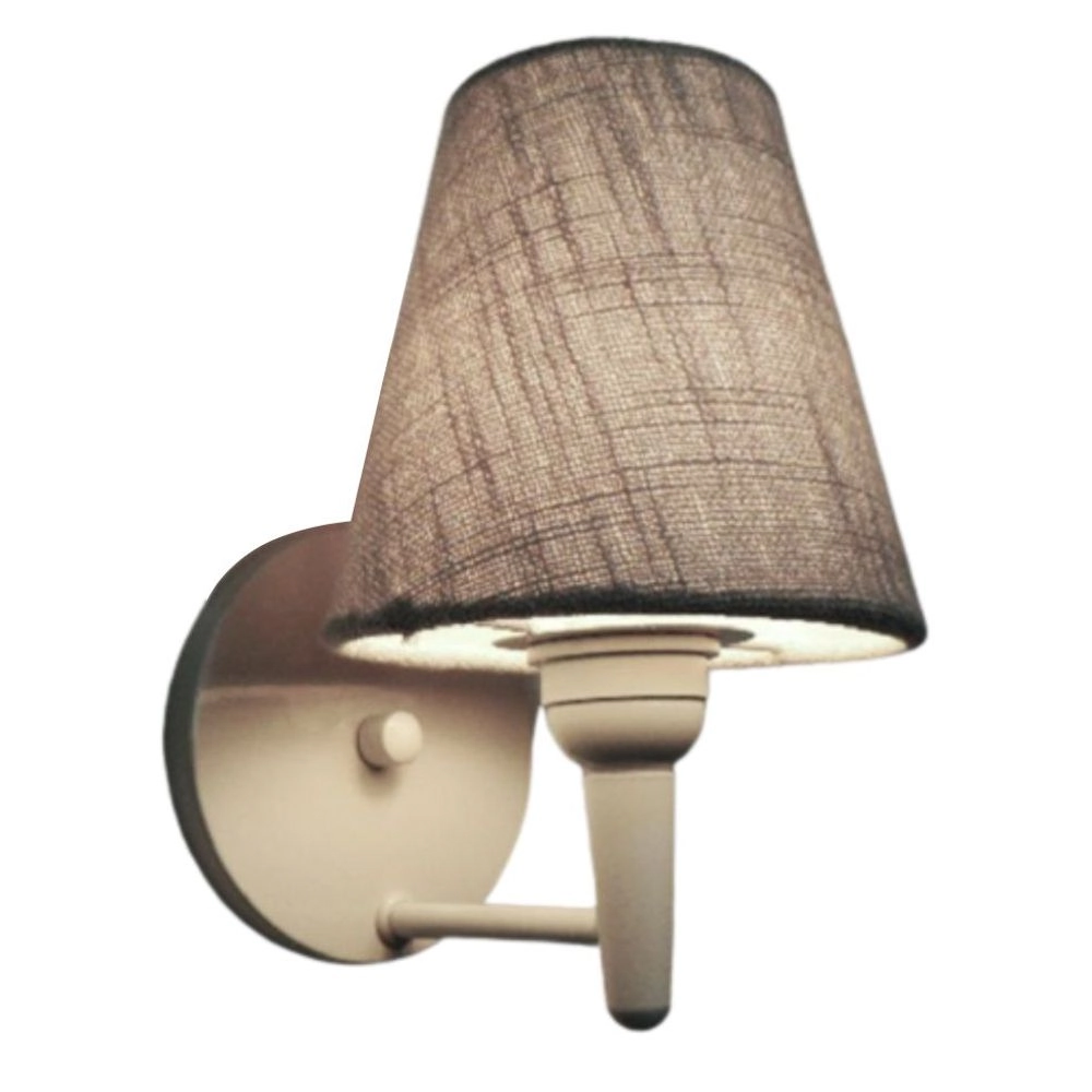 Arandela Cone Md-2004 Base Branco Cúpula Em Tecido 14/14x07cm Rustico Cinza - Bivolt
