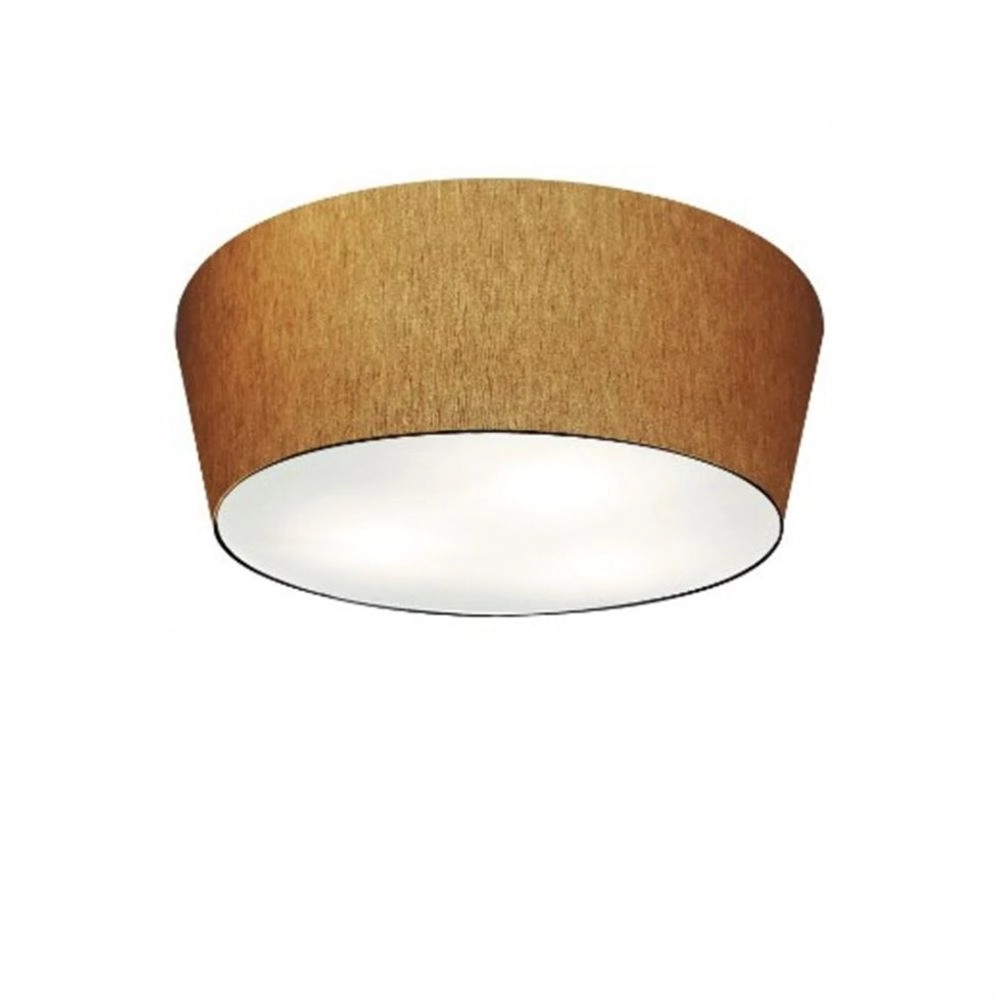 Plafon Cone Md-3003 Cúpula Em Tecido 12/40x35cm Palha - Bivolt