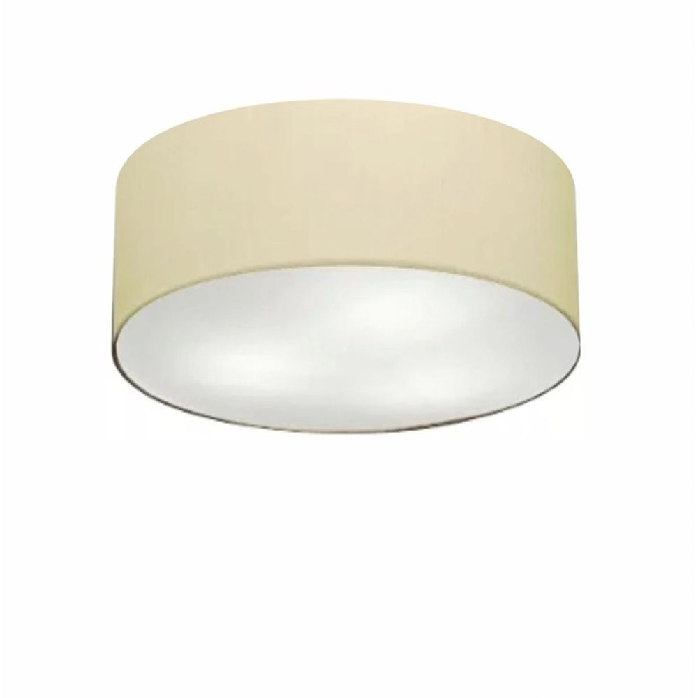 Plafon Cilíndrico Md-3005 Cúpula Em Tecido 40x12cm Algodão Crú - Bivolt