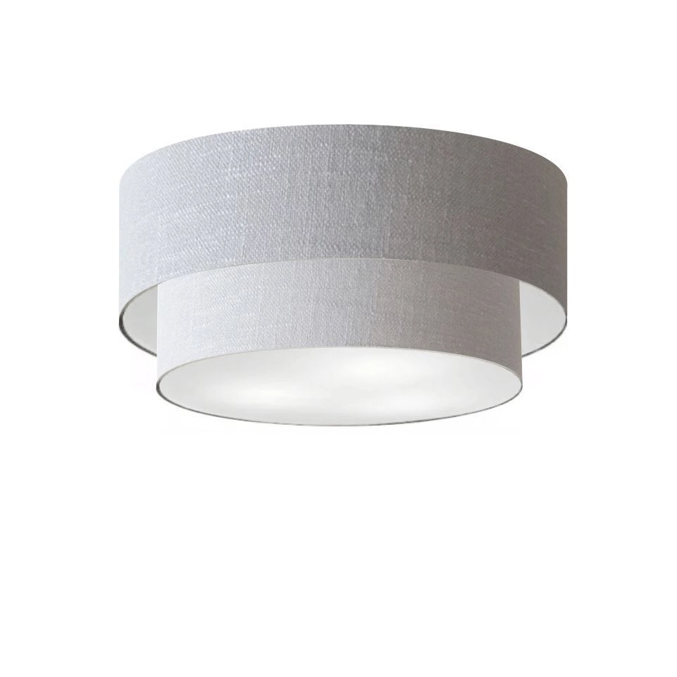 Plafon Duplo Cilíndrico Vivare Md-3017 Cúpula Em Tecido 50x40cm - Bivolt - Rustico-cinza - 127/220v