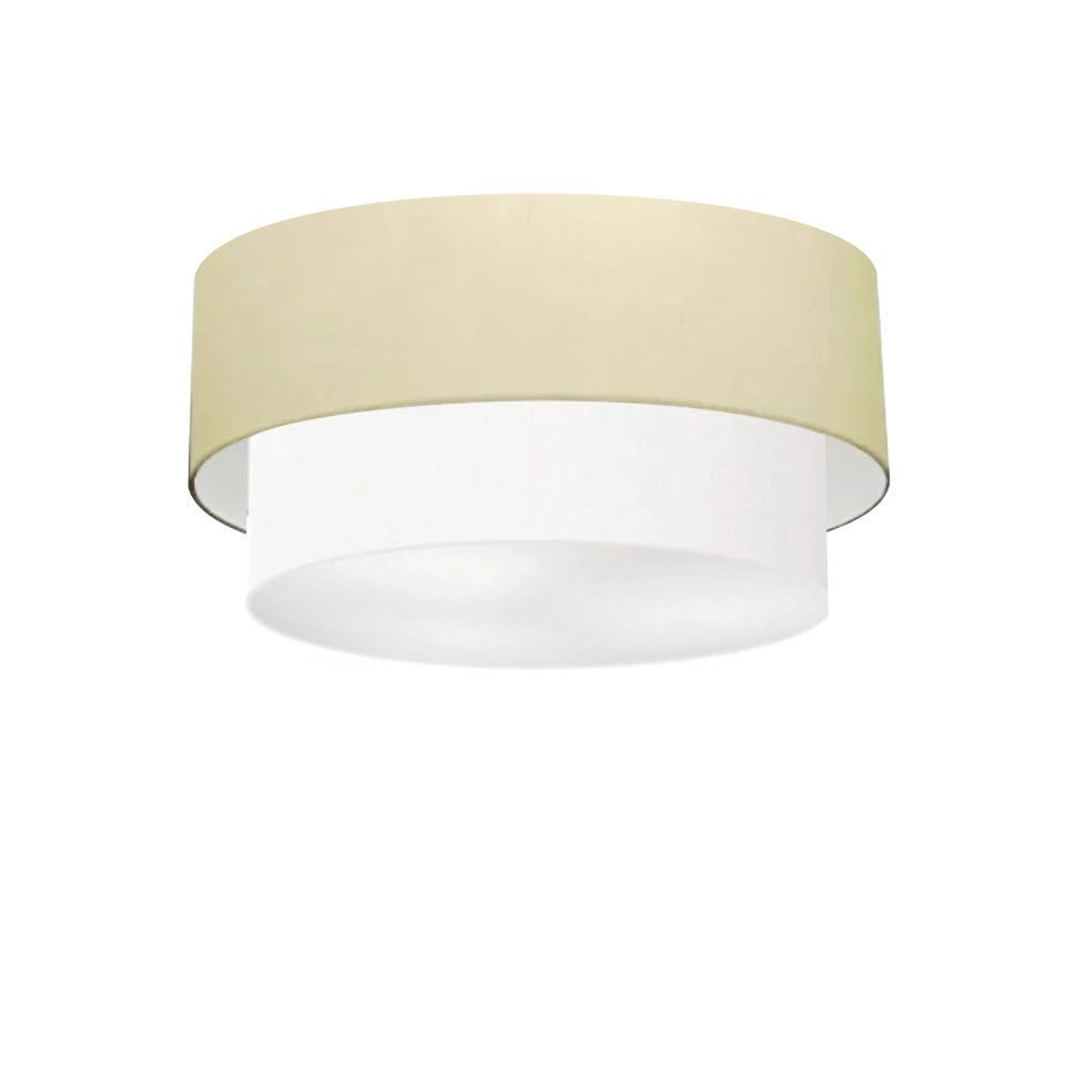 Plafon Duplo Cilíndrico Vivare Md-3017 Cúpula Em Tecido 50x40cm - Bivolt - Algodão-crú-branco - 127/220v