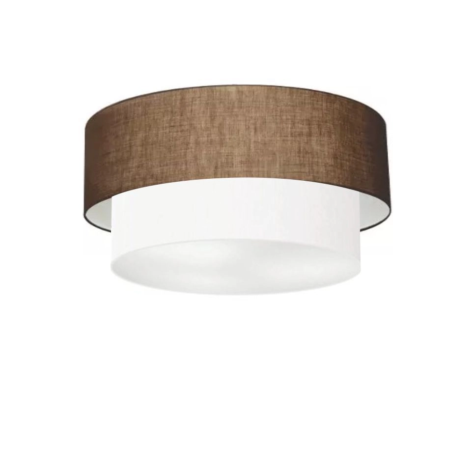 Plafon Duplo Cilíndrico Vivare Md-3017 Cúpula Em Tecido 50x40cm - Bivolt - Café-branco - 127/220v