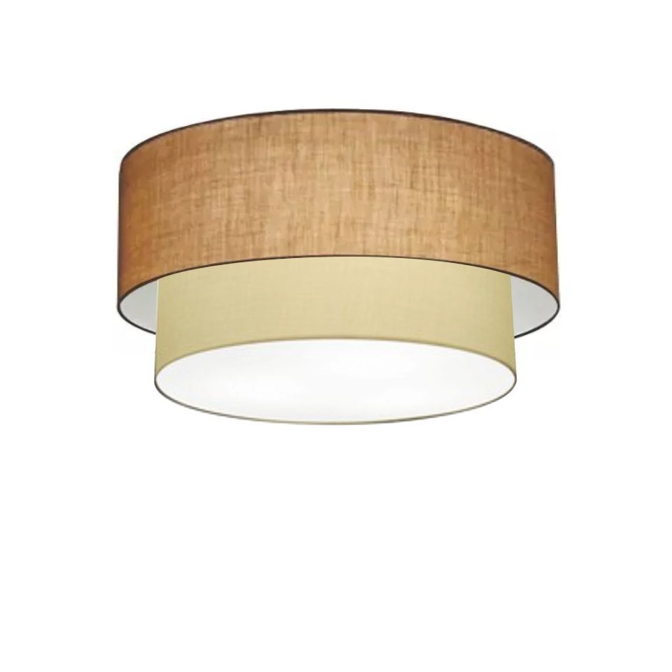Plafon Duplo Cilíndrico Vivare Md-3017 Cúpula Em Tecido 50x40cm - Bivolt - Palha-bege - 127/220v