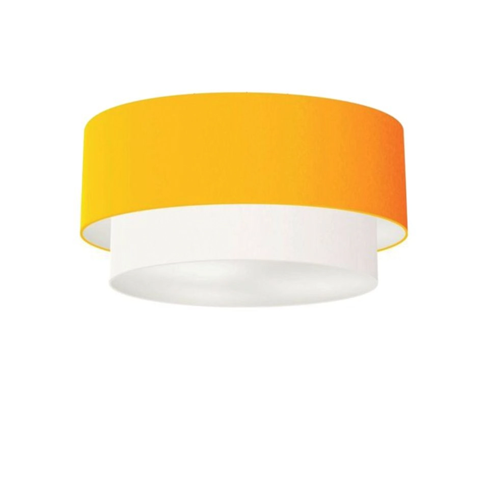 Plafon Duplo Cilíndrico Vivare Md-3017 Cúpula Tecido 50x40cm - Bivolt - Laranja-branco - 127/220v