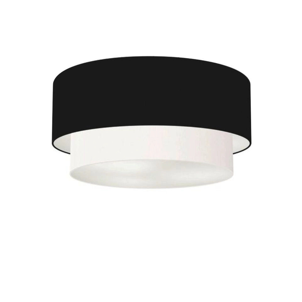 Plafon Duplo Cilíndrico Vivare Md-3017 Cúpula Em Tecido 50x40cm - Bivolt - Preto-branco - 127/220v