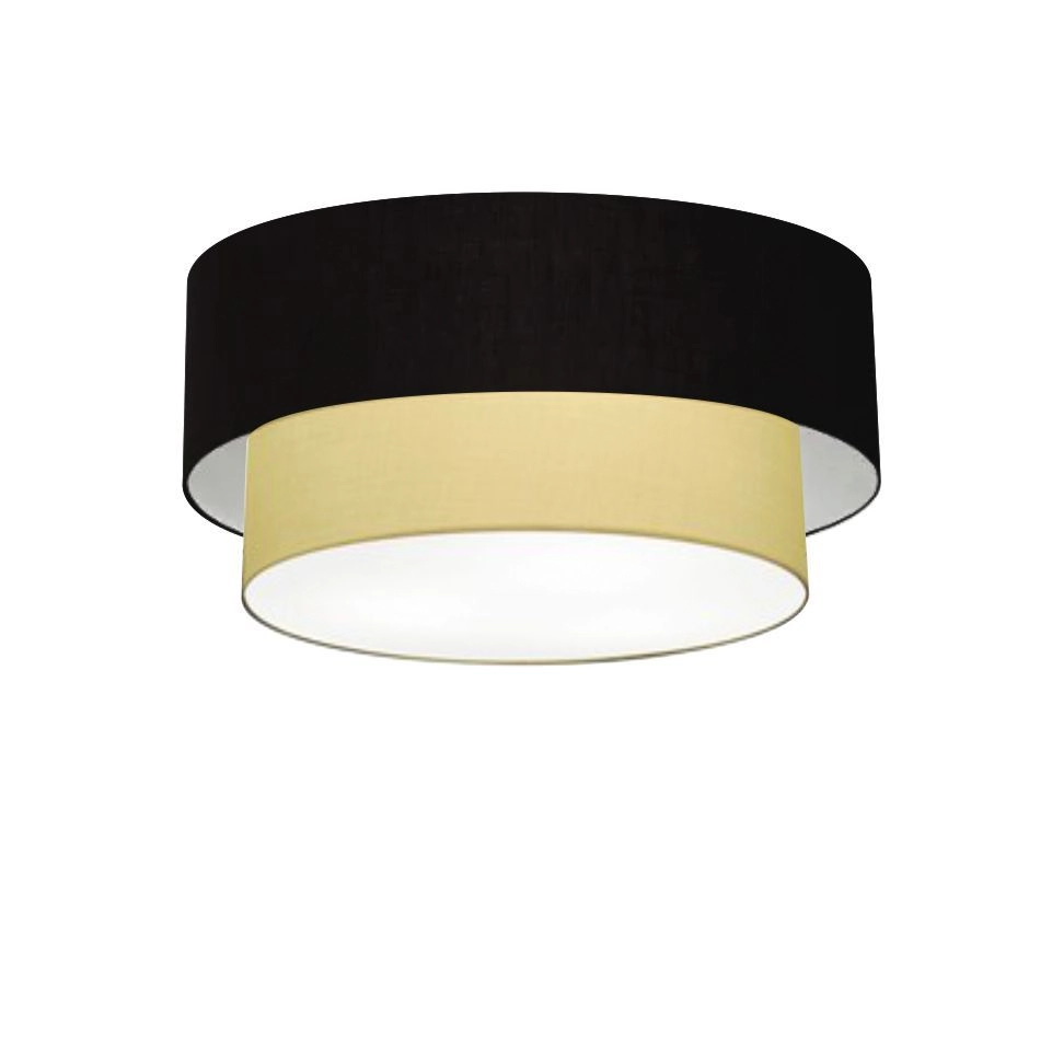 Plafon Duplo Cilíndrico Vivare Md-3017 Cúpula Em Tecido 50x40cm - Bivolt - Preto-bege - 127/220v