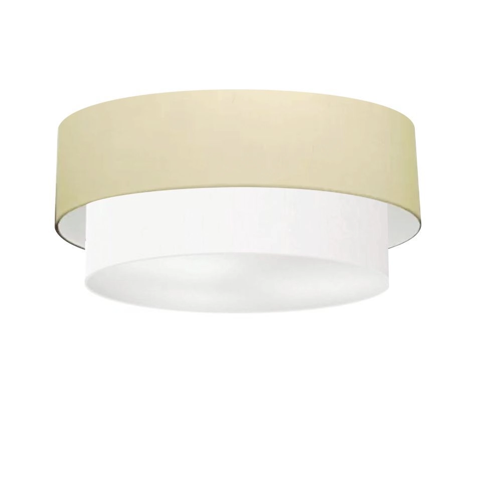 Plafon Duplo Cilíndrico Vivare Md-3021 Cúpula Em Tecido 80x60cm - Bivolt - Algodão-crú-branco - 127/220v
