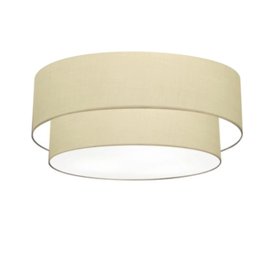 Plafon Duplo Cilíndrico Vivare Md-3021 Cúpula Em Tecido 80x60cm - Bivolt - Algodão-crú - 127/220v