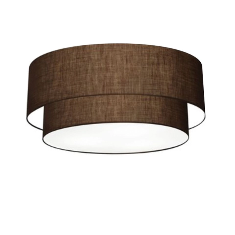 Plafon Duplo Cilíndrico Vivare Md-3021 Cúpula Em Tecido 80x60cm - Bivolt - Café - 127/220v