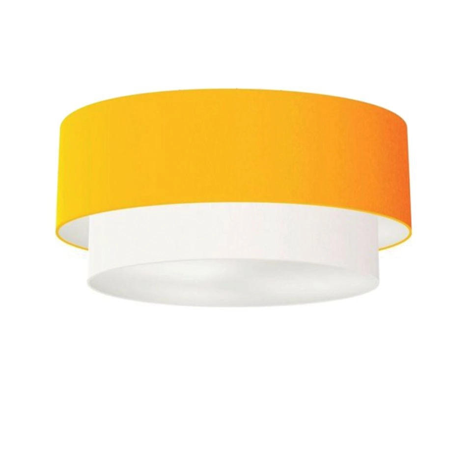 Plafon Duplo Cilíndrico Vivare Md-3024 Cúpula Tecido 60x50cm - Bivolt - Laranja-branco - 127/220v