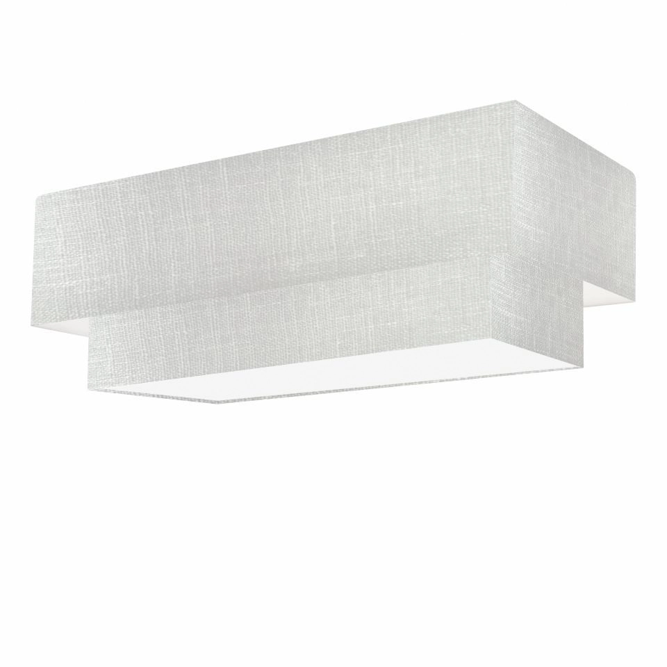 Plafon Duplo Retangular Vivare Md-3044 Cúpula Em Tecido 70x30cm X 60x25cm - Bivolt - Rustico-cinza - 127/220v