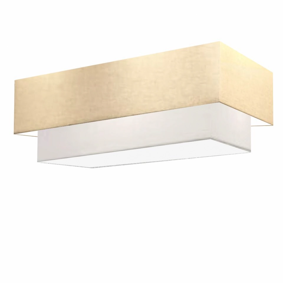 Plafon Duplo Retangular Vivare Md-3044 Cúpula Em Tecido 70x30cm X 60x25cm - Algodão Crú / Branco - 110v/220v
