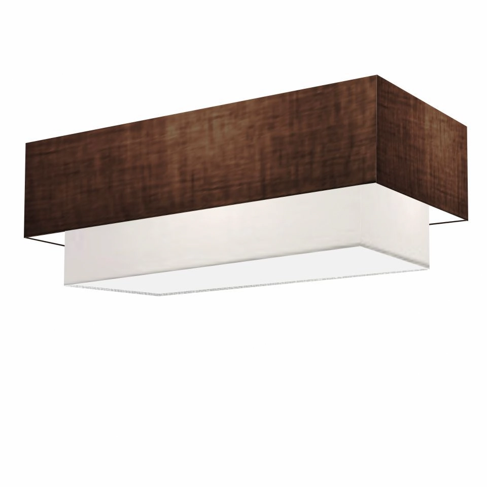 Plafon Duplo Retangular Vivare Md-3044 Cúpula Em Tecido 70x30cm X 60x25cm - Bivolt - Café-branco - 127/220v