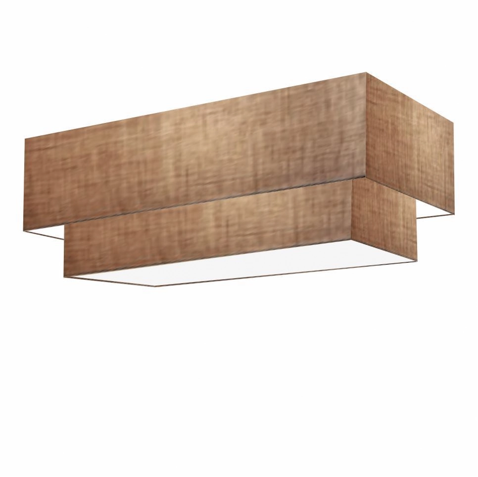 Plafon Duplo Retangular Vivare Md-3044 Cúpula Em Tecido 70x30cm X 60x25cm - Bivolt - Palha - 127/220v