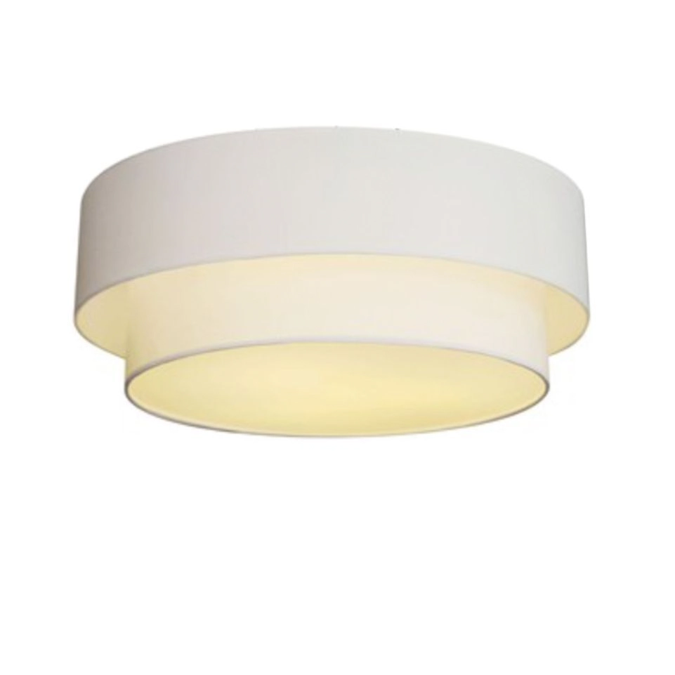 Plafon Duplo Cilíndrico Vivare Md-3064 Cúpula Em Tecido 70x60cm - Bivolt - Branco - 127/220v