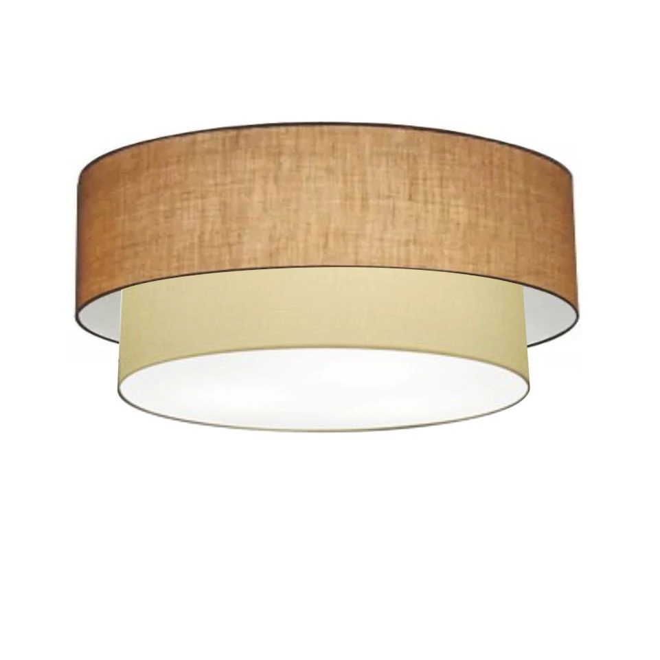 Plafon Duplo Cilíndrico Vivare Md-3065 Cúpula Em Tecido 80x70cm - Bivolt - Palha-bege - 127/220v