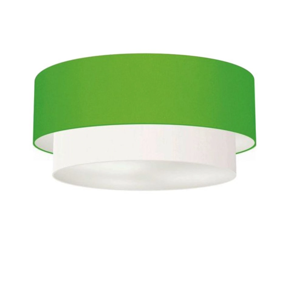 Plafon Duplo Cilíndrico Vivare Md-3065 Cúpula Tecido 80x70cm - Bivolt - Verde-limão-branco - 127/220v
