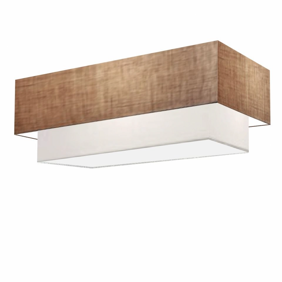 Plafon Duplo Retangular Vivare Md-3071 Cúpula Em Tecido 80x40cm X 70x30cm - Bivolt - Palha-branco - 127/220v