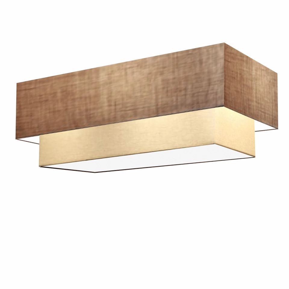 Plafon Duplo Retangular Vivare Md-3071 Cúpula Em Tecido 80x40cm X 70x30cm - Bivolt - Palha-bege - 127/220v
