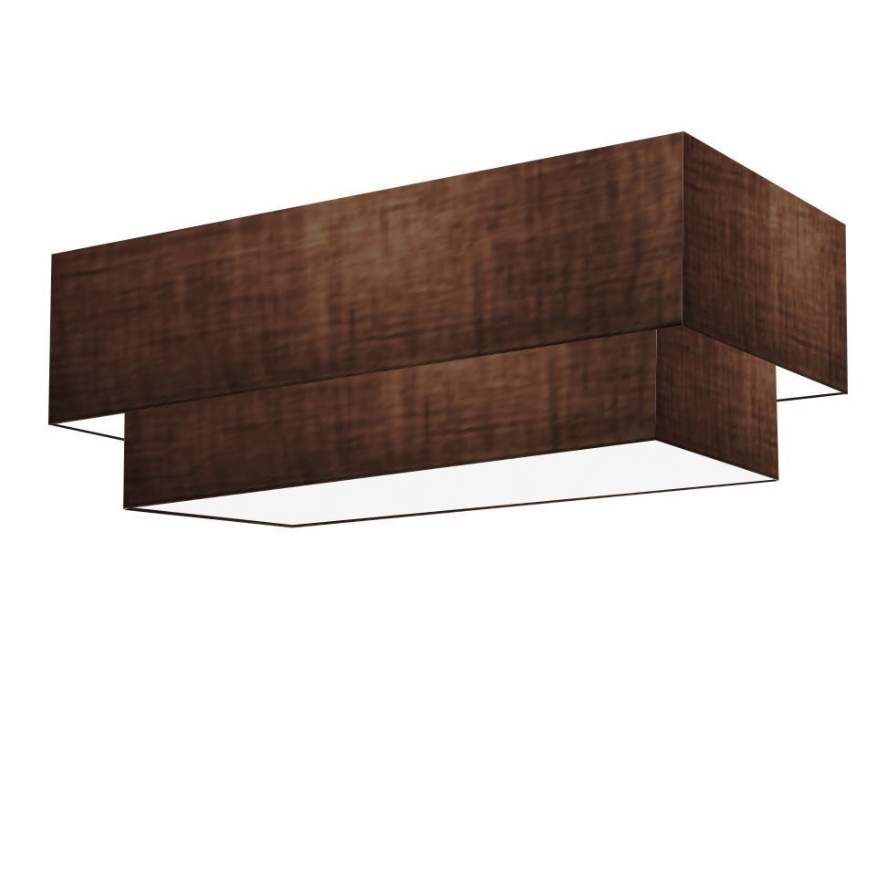Plafon Duplo Retangular Vivare Md-3072 Cúpula Em Tecido 99x40cm X 80x30cm - Bivolt - Café - 127/220v