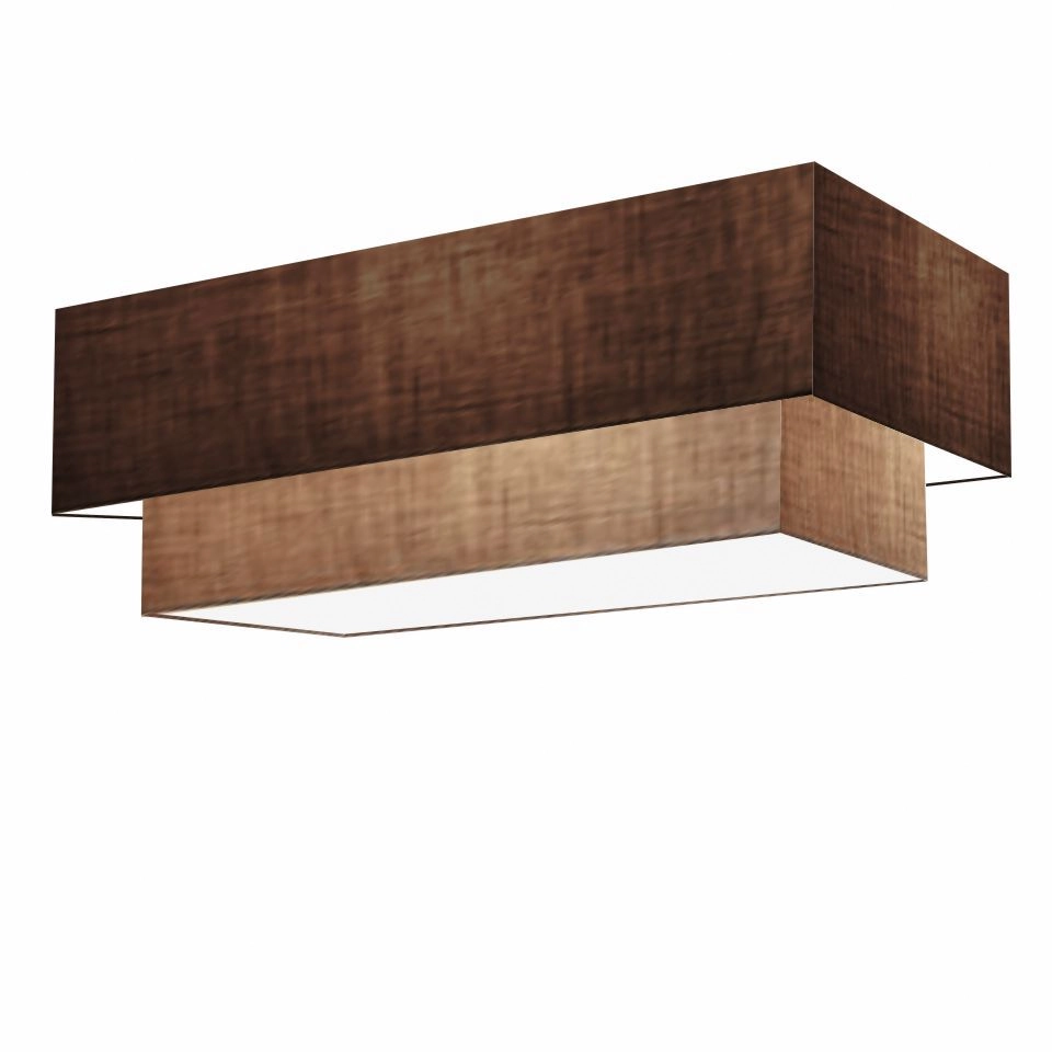 Plafon Duplo Retangular Vivare Md-3072 Cúpula Em Tecido 99x40cm X 80x30cm - Bivolt - Café-palha - 127/220v