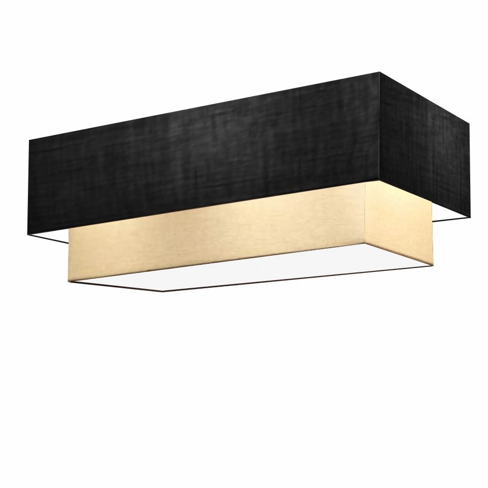 Plafon Duplo Retangular Vivare Md-3072 Cúpula Em Tecido 99x40cm X 80x30cm - Bivolt - Preto-bege - 127/220v