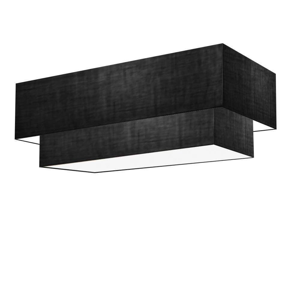 Plafon Duplo Retangular Vivare Md-3072 Cúpula Em Tecido 99x40cm X 80x30cm - Bivolt - Preto - 127/220v
