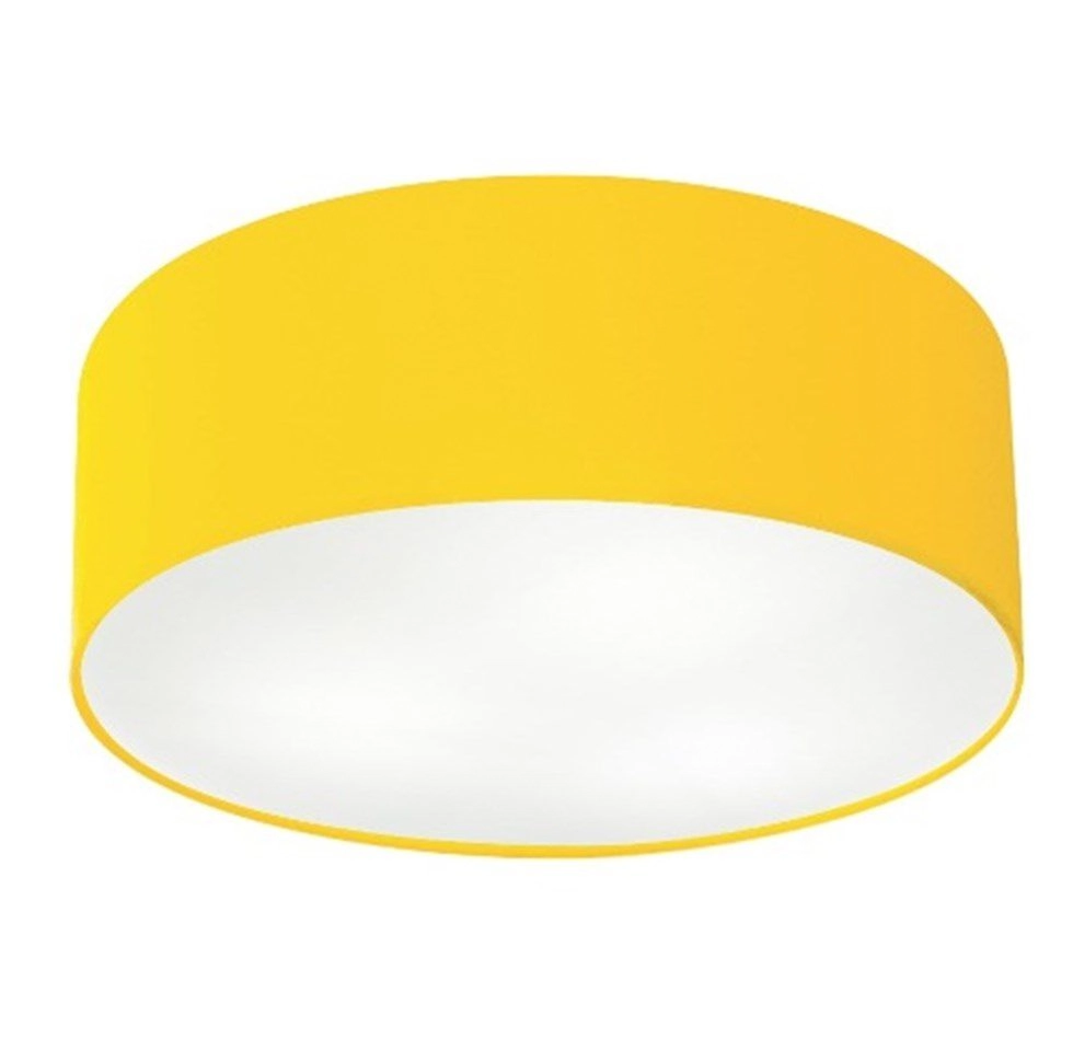 Plafon Cilíndrico Vivare Md-3006 Cúpula Em Tecido 60x15cm - Bivolt - Amarelo - 127/220v