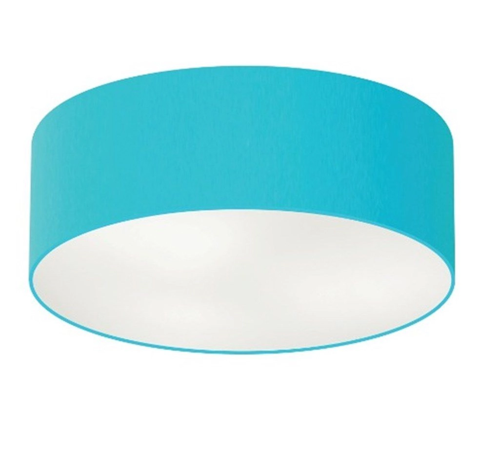 Plafon Cilíndrico Vivare Md-3006 Cúpula Em Tecido 60x15cm - Bivolt - Azul-turquesa - 127/220v