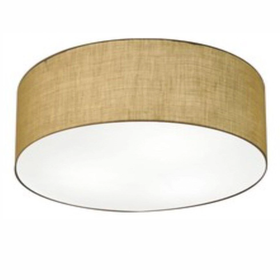 Plafon Cilíndrico Vivare Md-3006 Cúpula Em Tecido 60x15cm - Bivolt - Palha - 127/220v