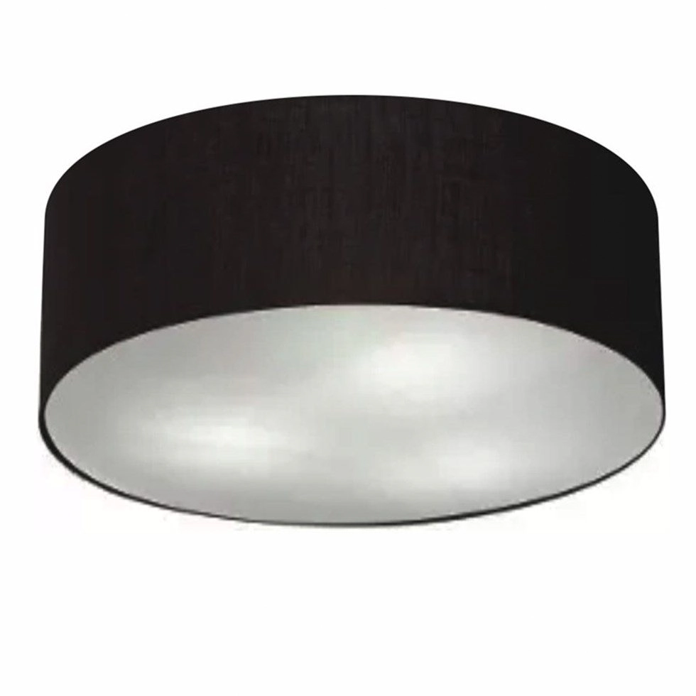 Plafon Cilíndrico Vivare Md-3006 Cúpula Em Tecido 60x15cm - Bivolt - Preto - 127/220v