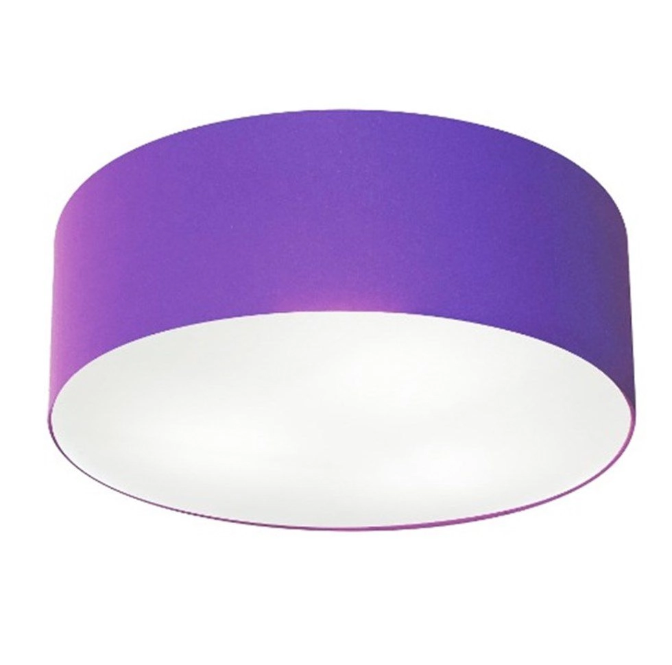 Plafon Cilíndrico Vivare Md-3006 Cúpula Em Tecido 60x15cm - Bivolt - Roxo - 127/220v