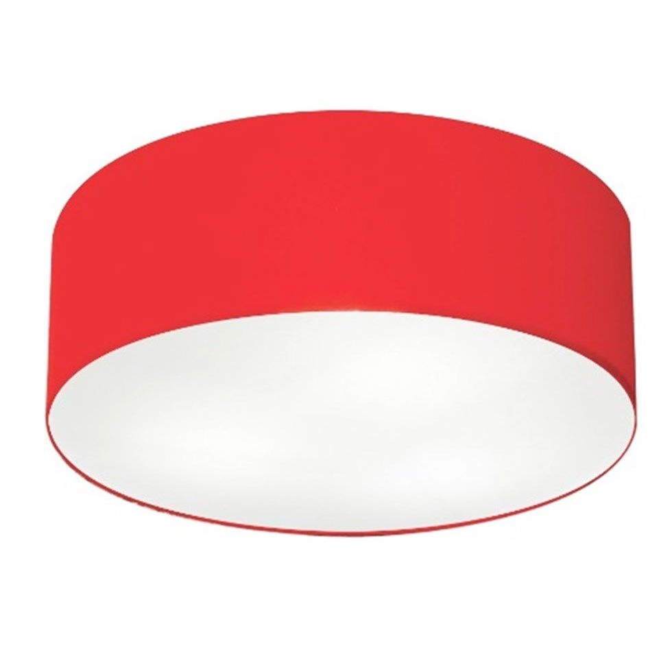 Plafon Cilíndrico Vivare Md-3006 Cúpula Em Tecido 60x15cm - Bivolt - Vermelho - 127/220v