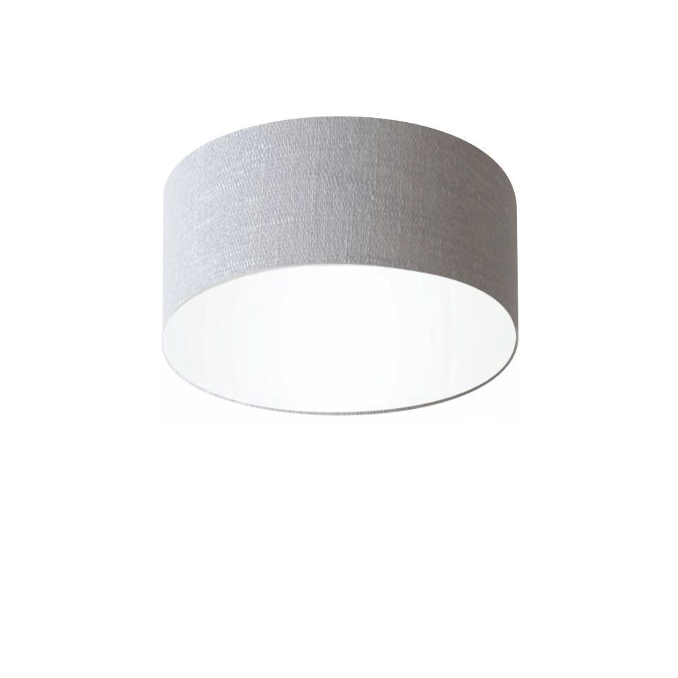 Plafon Cilíndrico Vivare Md-3010 Cúpula Em Tecido 30x12cm - Bivolt - Rustico-cinza - 127/220v