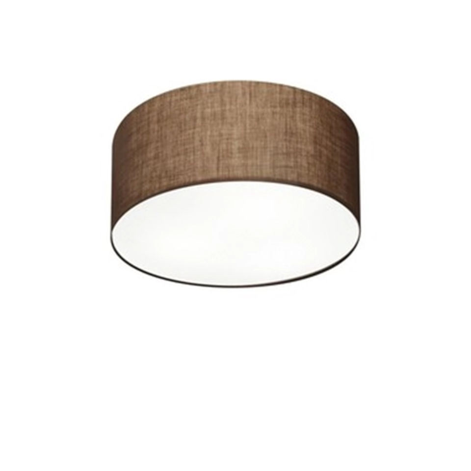 Plafon Cilíndrico Vivare Md-3010 Cúpula Em Tecido 30x12cm - Bivolt - Café - 127/220v