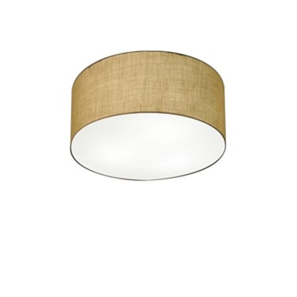 Plafon Cilíndrico Vivare Md-3010 Cúpula Em Tecido 30x12cm - Bivolt - Palha - 127/220v