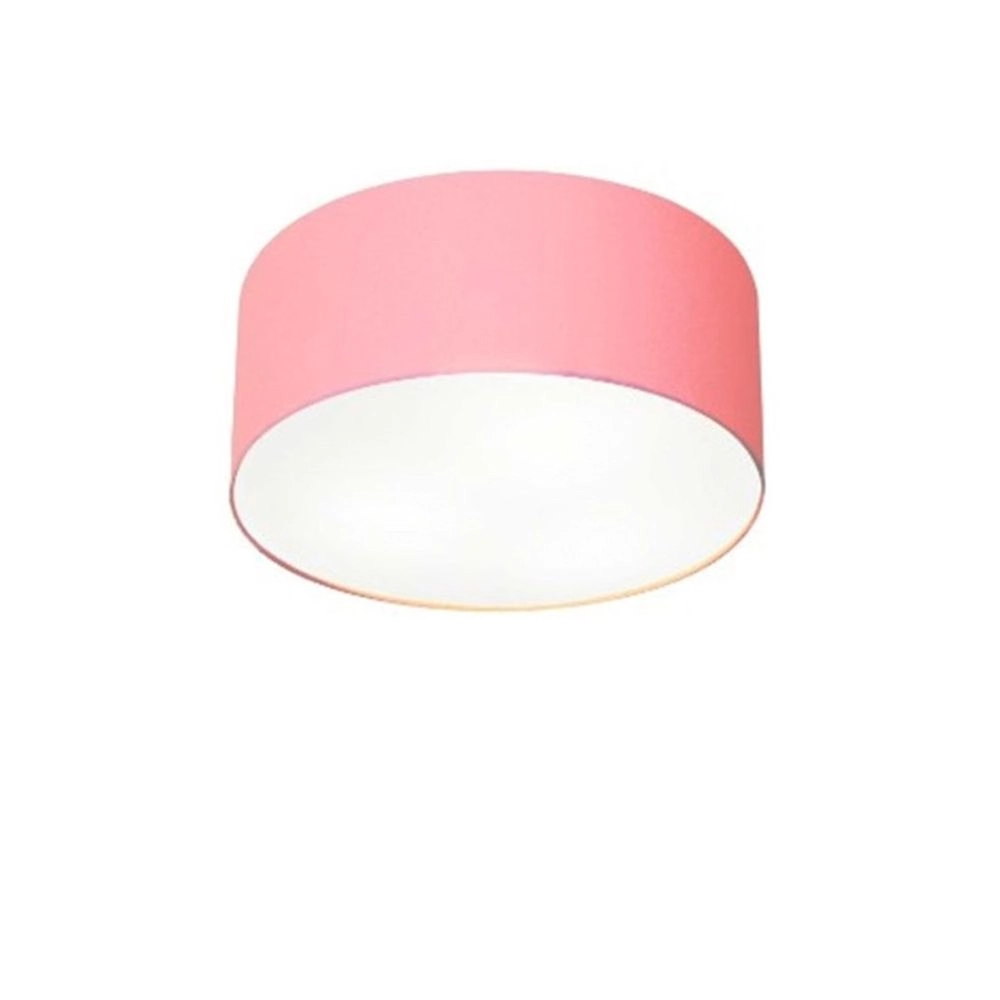 Plafon Cilíndrico Vivare Md-3010 Cúpula Em Tecido 30x12cm - Bivolt - Rosa-bebê - 127/220v
